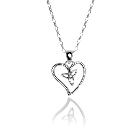 Trinity Knot Curved Heart Pendant