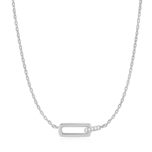 Glam Interlock Silver Necklace