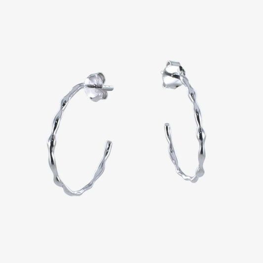 Hula Hoop Silver Drop Earrings