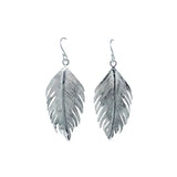 Silver Feather Drop Earrings