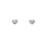 Silver Heart Cage Stud Earrings