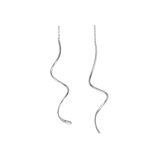 Silver Thread-Thru Spiral Drop Earrings