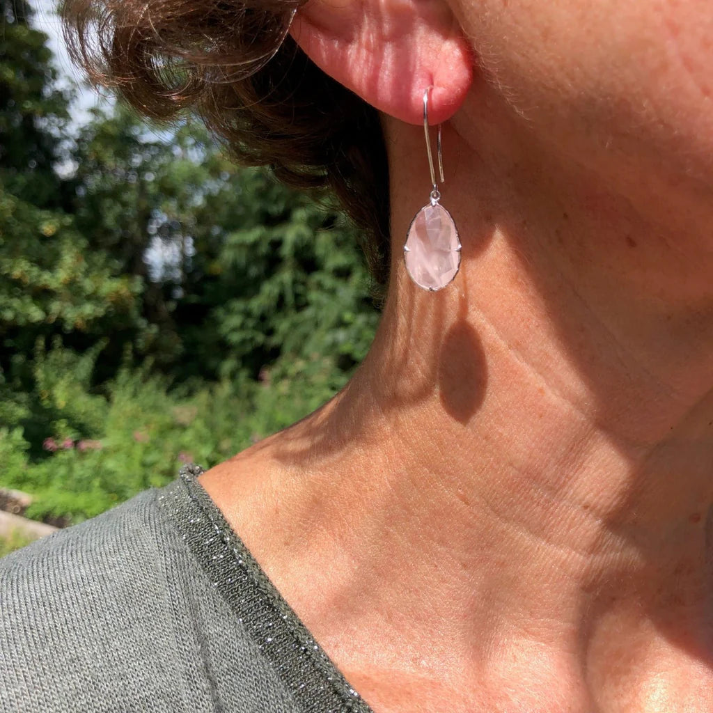 Rose Quartz Gem Drop Earrings