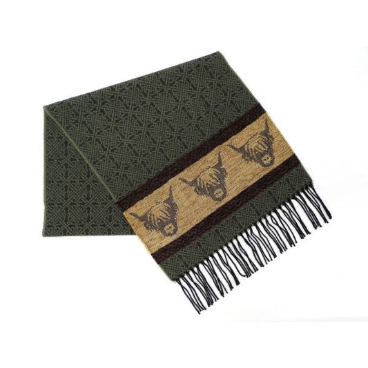Highland Cow Scarf in Green