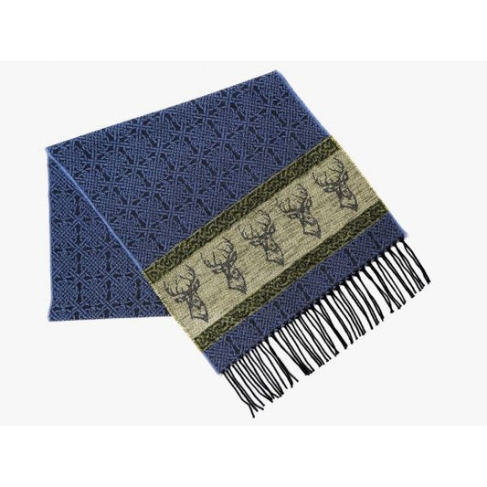 Highland Stag Scarf in Blue