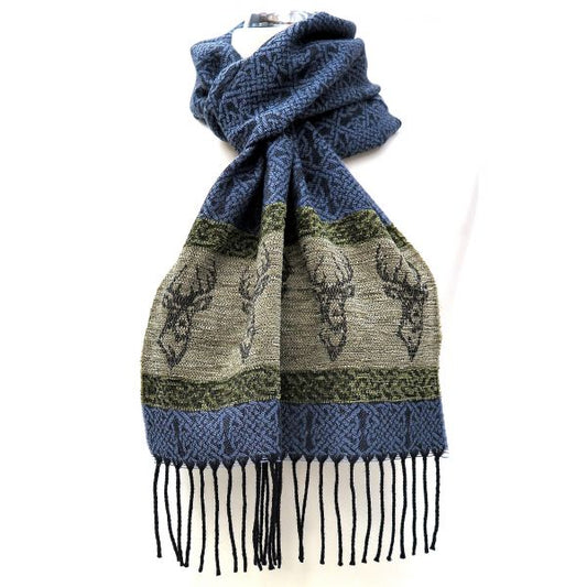 Highland Stag Scarf in Blue