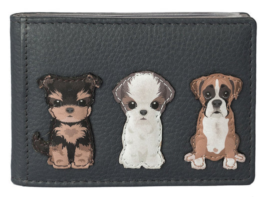 Best Friends Sitting Dogs ID/Travel Card Holder Grey