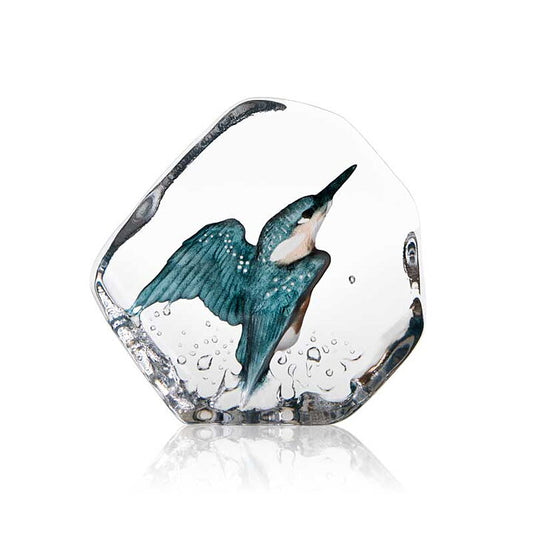 Cast Crystal Painted Kingfisher Sculpture