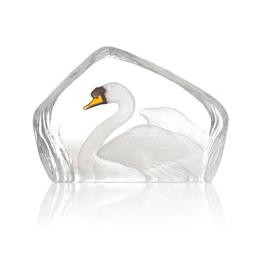Cast Crystal Painted Swan Sculpture