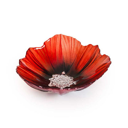 Cast Crystal Painted Poppy Bowl - Medium