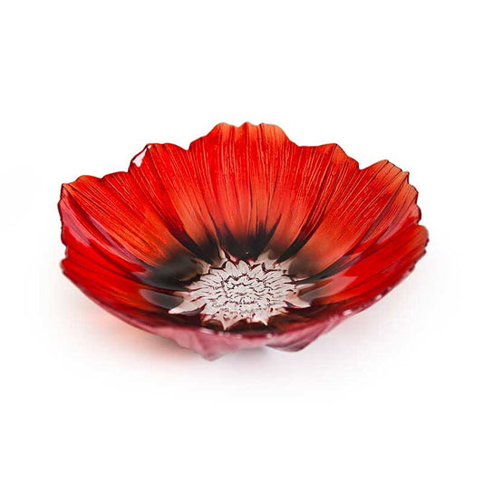 Cast Crystal Painted Poppy Bowl - Large