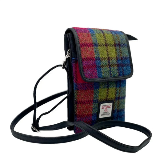 Harris Tweed Mini Cross Body Bag in Blue and Pink Check