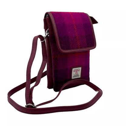 Harris Tweed Mini Cross Body Bag in Purple Check