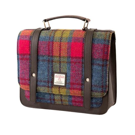 Harris Tweed Mini Messenger Bag in Blue & Pink Check