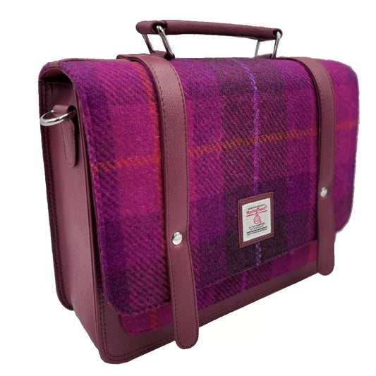Harris Tweed Mini Messenger Bag in Purple Check