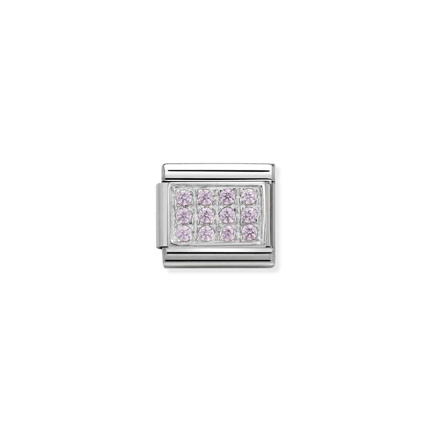 Pink Pave Charm - Silver and CZ