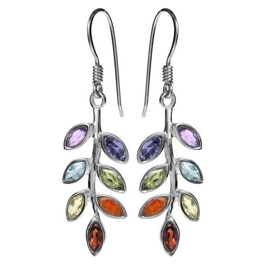 Faceted Multicolour Sprig Design Drop Earrings
