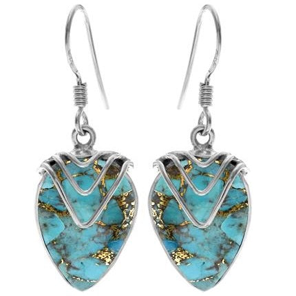 Mohave Turquoise & Silver Chevron Drop Earrings