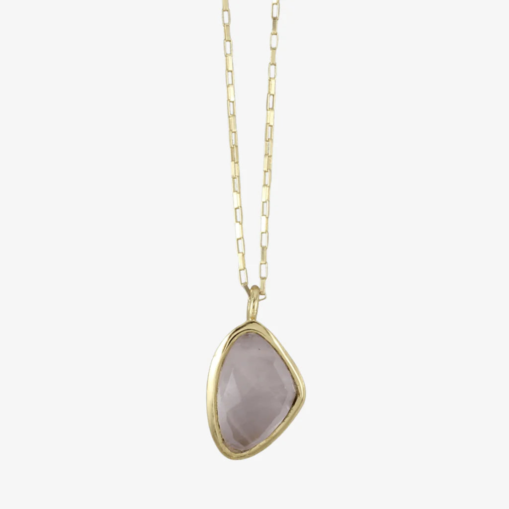 Maharani Gold Rose Quartz Necklace - Medium