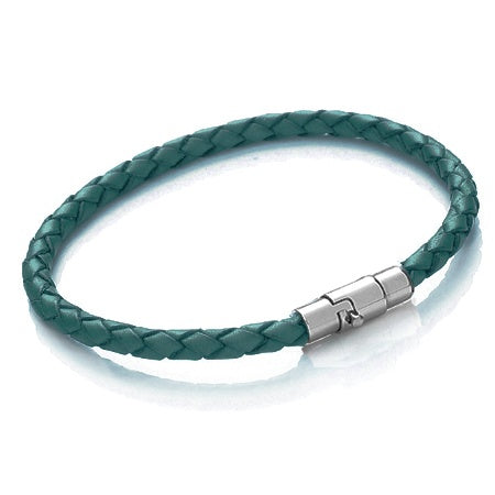 Plaited Bolo Jade Leather Bracelet